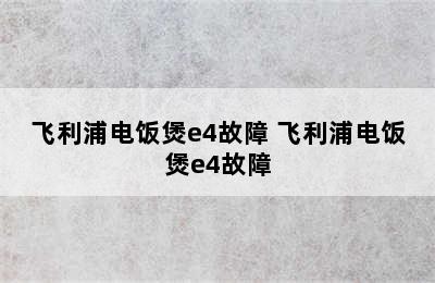 飞利浦电饭煲e4故障 飞利浦电饭煲e4故障